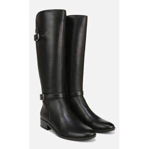 Naturalizer Knee High Boots Size 9.5 Black Block Heel Buckle Detail NEW